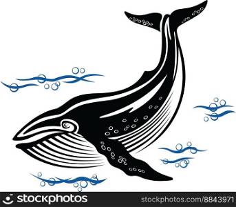 Big whale in sea water vector image