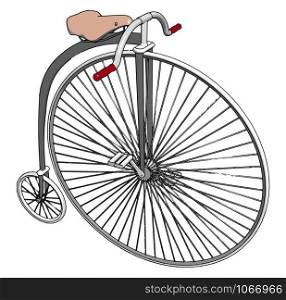 Big wheel bike, illustration, vector on white background.