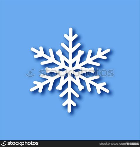 Big White Snowflake with shadow on blue background. Template Snowflake. Eps10. Big White Snowflake with shadow on blue background. Template Snowflake