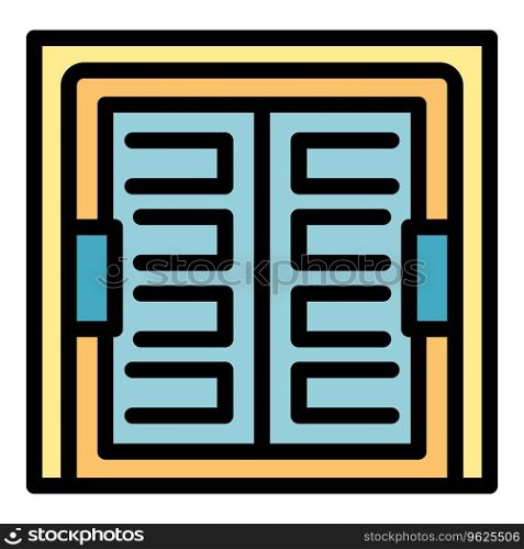Big wood door icon outline vector. Exterior glass. Modern interior color flat. Big wood door icon vector flat