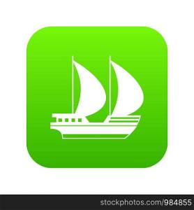 Big yacht icon digital green for any design isolated on white vector illustration. Big yacht icon digital green