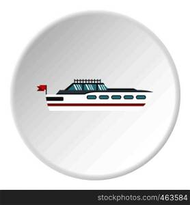Big yacht icon in flat circle isolated vector illustration for web. Big yacht icon circle