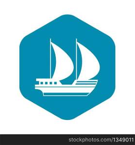 Big yacht icon in simple style isolated on white background. Sea transport symbol. Big yacht icon, simple style