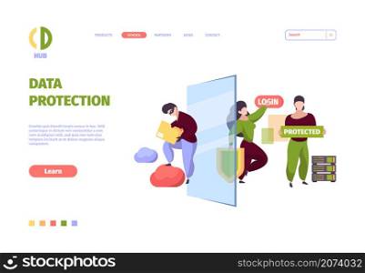 Bigdata security. Firewall safe protective services personal data cyber security garish vector symbols. Safety protection, firewall information protect illustration. Bigdata security. Firewall safe protective services personal data cyber security garish vector symbols