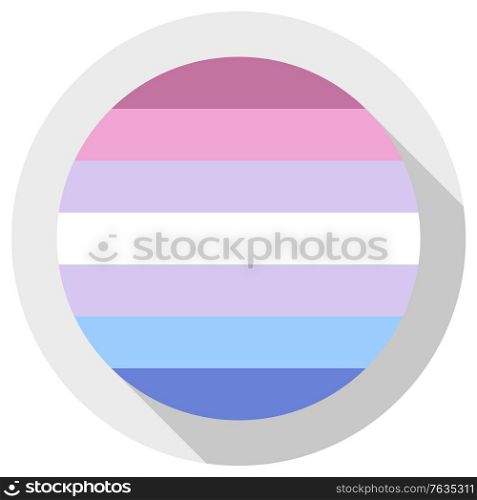 BiGender Pride Flag, rounded square shape icon on white background, vector illustration