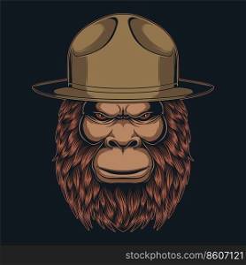 Bigfoot wearing campaign hat vector illustration