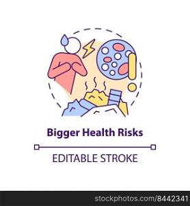 Bigger health risks concept icon. Sanitary problem. Overcrowding effect on health abstract idea thin line illustration. Isolated outline drawing. Editable stroke. Arial, Myriad Pro-Bold fonts used. Bigger health risks concept icon
