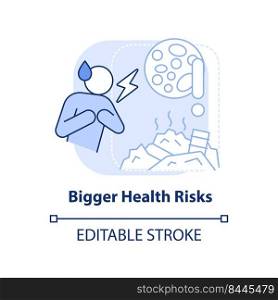 Bigger health risks light blue concept icon. Sanitary. Overcrowding effect on health abstract idea thin line illustration. Isolated outline drawing. Editable stroke. Arial, Myriad Pro-Bold fonts used. Bigger health risks light blue concept icon