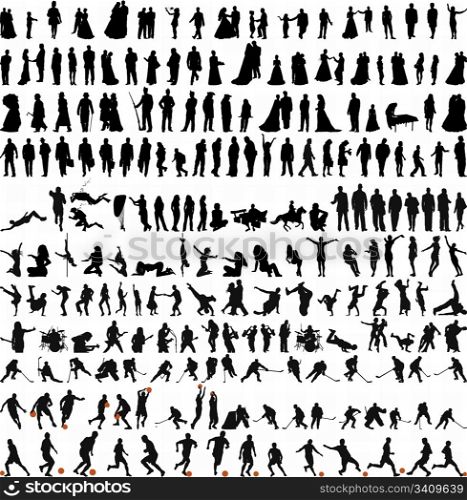 Biggest collection of people silhouettes in different poses