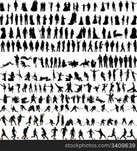 Biggest collection of people silhouettes in different poses