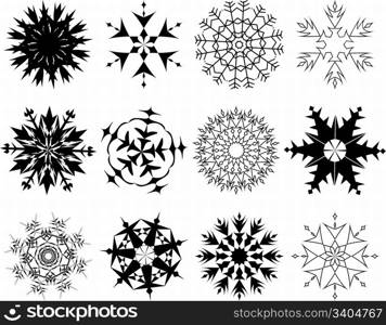 Biggest collection of vector snowflakes in different shape