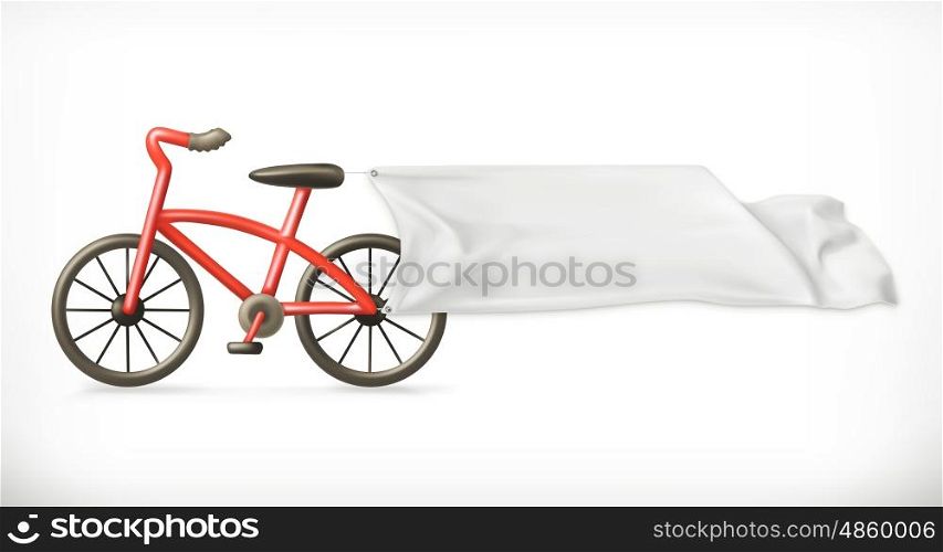 Bike and white banner, vector graphic element