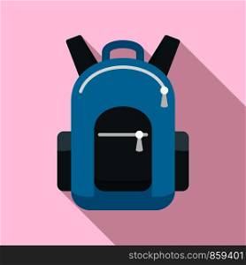 Bike backpack icon. Flat illustration of bike backpack vector icon for web design. Bike backpack icon, flat style