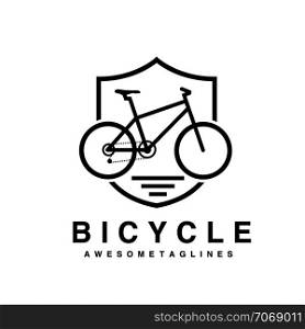 Bike badge outline vector illustration. Bike shield icon isolated. Bike rescuer logo symbol. Bike logo for bicycle design