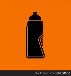 Bike Bottle Cages Icon. Black on Orange Background. Vector Illustration.