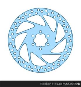 Bike Brake Disc Icon. Thin Line With Blue Fill Design. Vector Illustration.