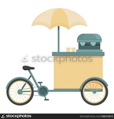 Bike cart coffee icon cartoon vector. Street festival. Shop outdoor. Bike cart coffee icon cartoon vector. Street festival