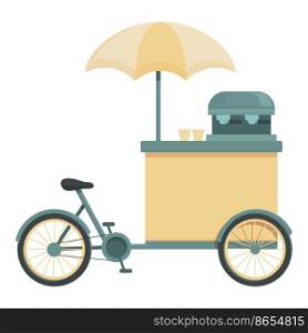 Bike cart coffee icon cartoon vector. Street festival. Shop outdoor. Bike cart coffee icon cartoon vector. Street festival