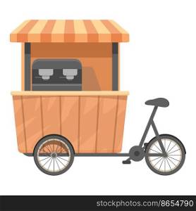 Bike coffee shop icon cartoon vector. Street market. Food cafe. Bike coffee shop icon cartoon vector. Street market