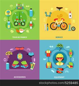 Bike Concept Icons Set. Bike concept icons set with service and equipment symbols flat isolated vector illustration