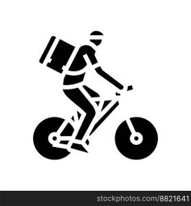 bike courier glyph icon vector. bike courier sign. isolated symbol illustration. bike courier glyph icon vector illustration