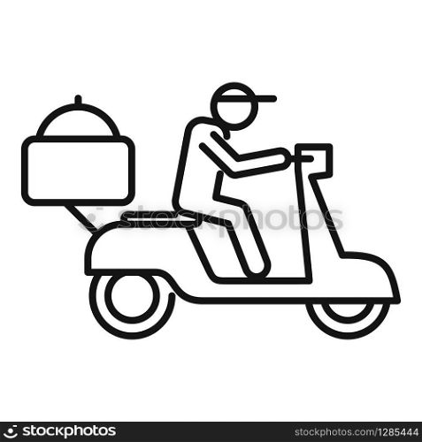 Bike food delivery icon. Outline bike food delivery vector icon for web design isolated on white background. Bike food delivery icon, outline style