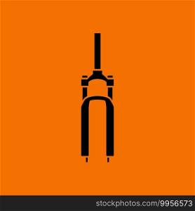 Bike Fork Icon. Black on Orange Background. Vector Illustration.