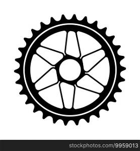 Bike Gear Star Icon. Black Stencil Design. Vector Illustration.