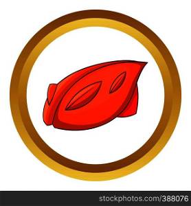 Bike helmet vector icon in golden circle, cartoon style isolated on white background. Bike helmet vector icon