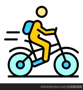 Bike home delivery icon. Outline bike home delivery vector icon color flat isolated. Bike home delivery icon color outline vector