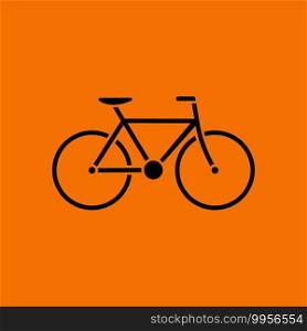 Bike Icon. Black on Orange Background. Vector Illustration.