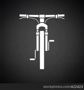 Bike icon front view. Black background with white. Vector illustration.