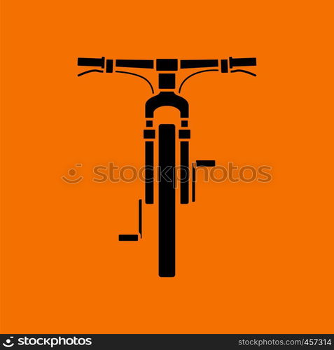 Bike icon front view. Black on Orange background. Vector illustration.