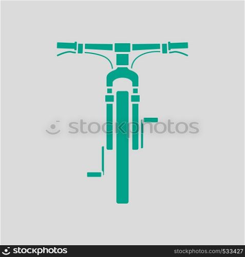 Bike Icon Front View. Green on Gray Background. Vector Illustration.