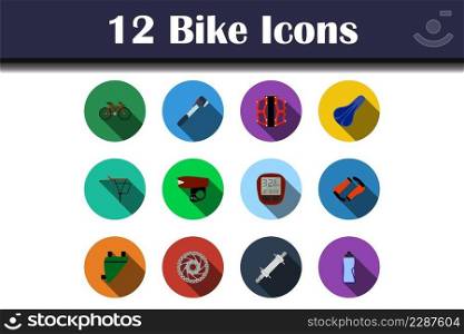 Bike Icon Set. Flat Design With Long Shadow. Vector illustration.