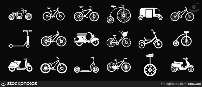 Bike icon set vector white isolated on grey background . Bike icon set grey vector