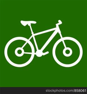 Bike icon white isolated on green background. Vector illustration. Bike icon green