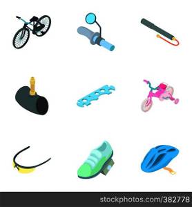 Bike icons set. Cartoon illustration of 9 bike vector icons for web. Bike icons set, cartoon style