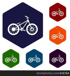 Bike icons set rhombus in different colors isolated on white background. Bike icons set