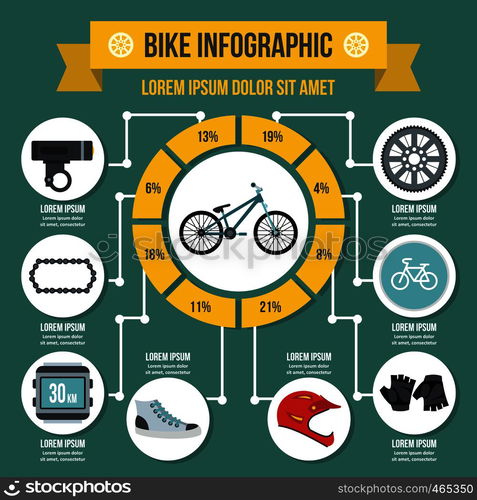 Bike infographic banner concept. Flat illustration of bikeinfographic vector poster concept for web. Bike infographic concept, flat style