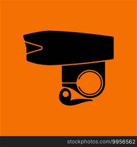 Bike Light Equipment Icon. Black on Orange Background. Vector Illustration.