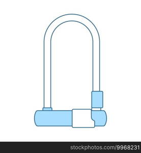 Bike Lock Icon. Thin Line With Blue Fill Design. Vector Illustration.