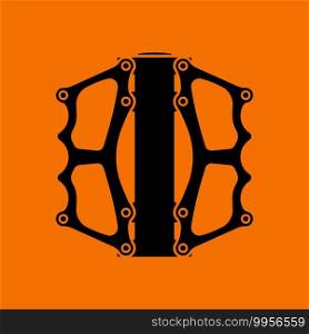 Bike Pedal Icon. Black on Orange Background. Vector Illustration.