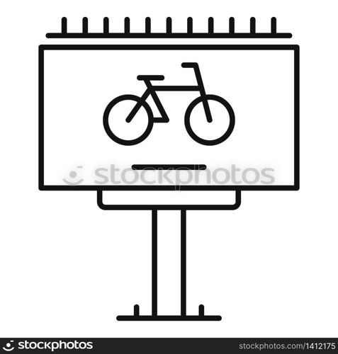 Bike rent billboard ad icon. Outline bike rent billboard ad vector icon for web design isolated on white background. Bike rent billboard ad icon, outline style