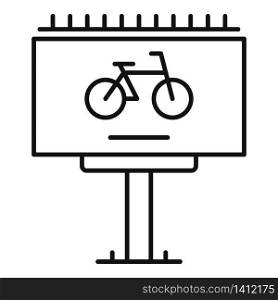Bike rent billboard ad icon. Outline bike rent billboard ad vector icon for web design isolated on white background. Bike rent billboard ad icon, outline style