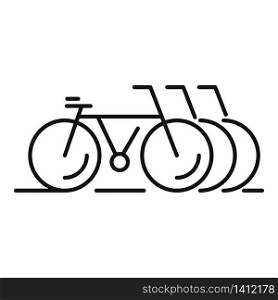 Bike rent parking icon. Outline bike rent parking vector icon for web design isolated on white background. Bike rent parking icon, outline style