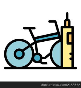 Bike rent stand icon. Outline bike rent stand vector icon color flat isolated. Bike rent stand icon color outline vector