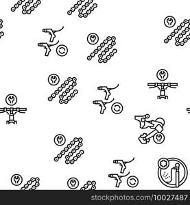 Bike Repair Service Vector Seamless Pattern Thin Line Illustration. Bike Repair Service Vector Seamless Pattern