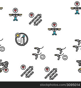 Bike Repair Service Vector Seamless Pattern Thin Line Illustration. Bike Repair Service Vector Seamless Pattern