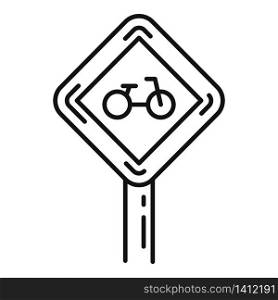 Bike road sign icon. Outline bike road sign vector icon for web design isolated on white background. Bike road sign icon, outline style